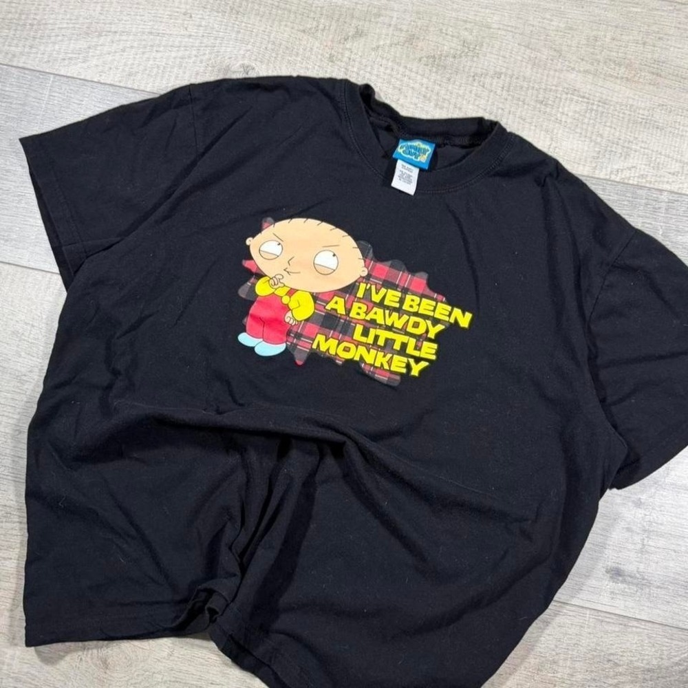 yellow red and black Stewie griffin family‎ guy cartoon adult swim promo t shirt